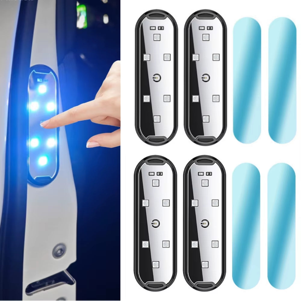 4PCS Magnetic Led Interior Car Wireless Adhesive LED Light Neon Car Door Lights LED Welcome Light Anti-Collision Strobe Lights