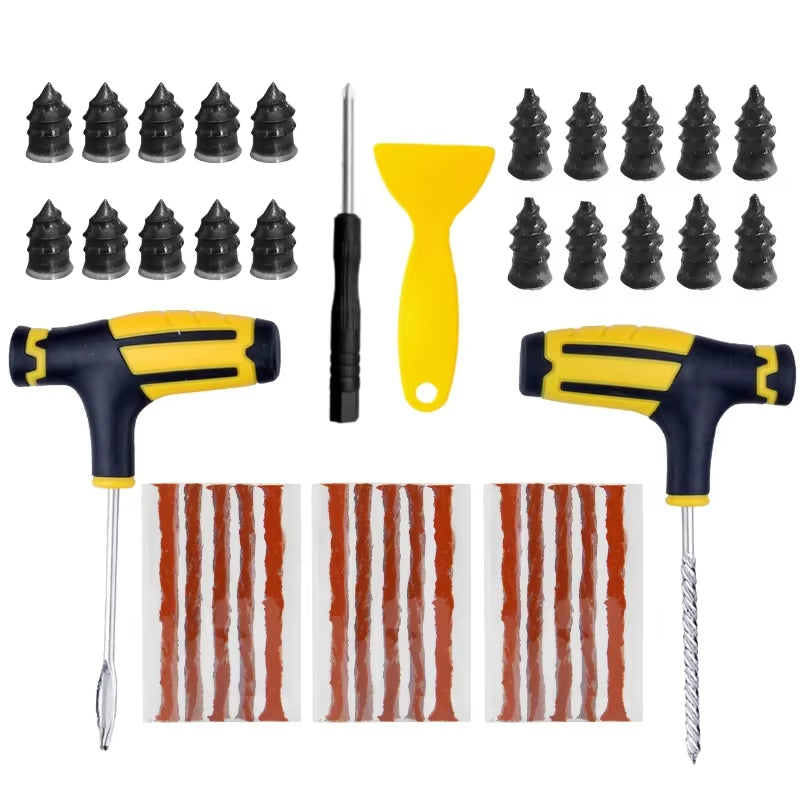 Car Motorcycle Tire Repair Kit Puncture Plug Tools Tyre Puncture Emergency for Tire Strips Stirring Glue Repair Tool Kit